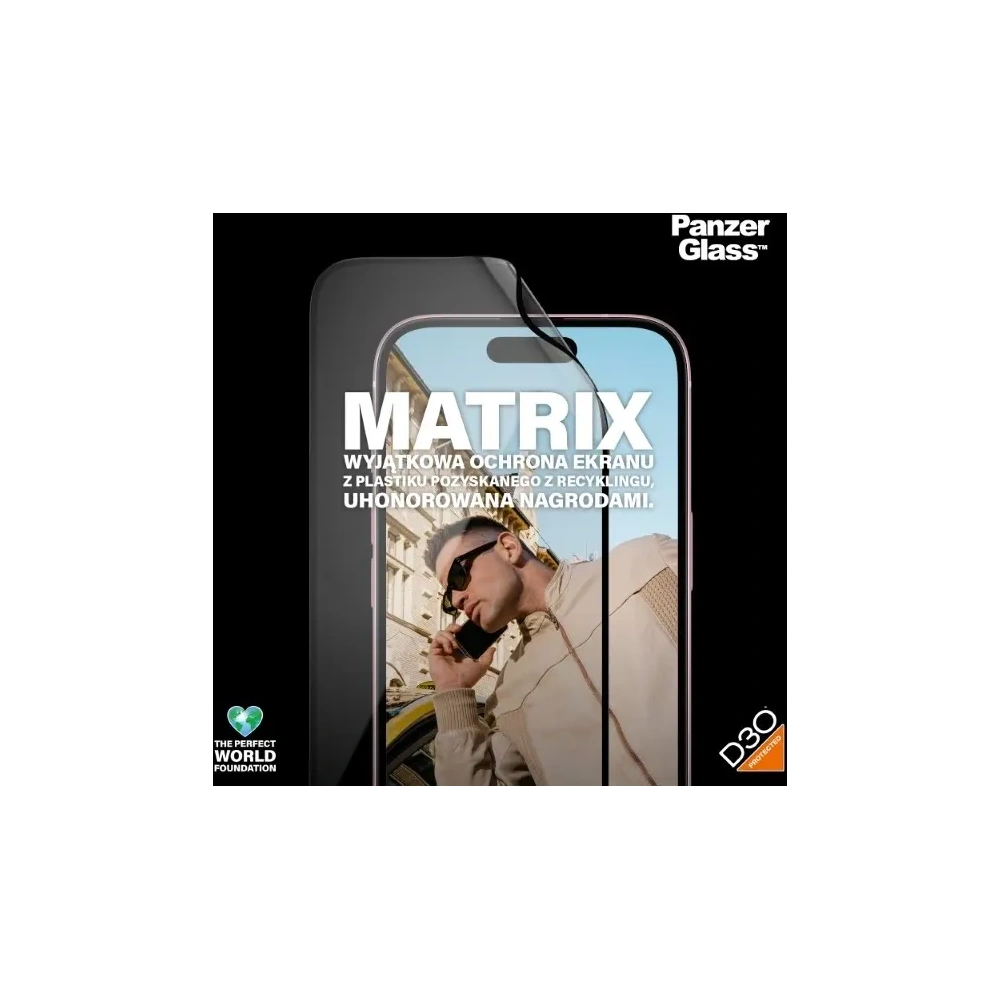 Szkło hybrydowe PanzerGlass Matrix D3O UWF do Apple iPhone 15 Ultra-Wide-Fit rPET