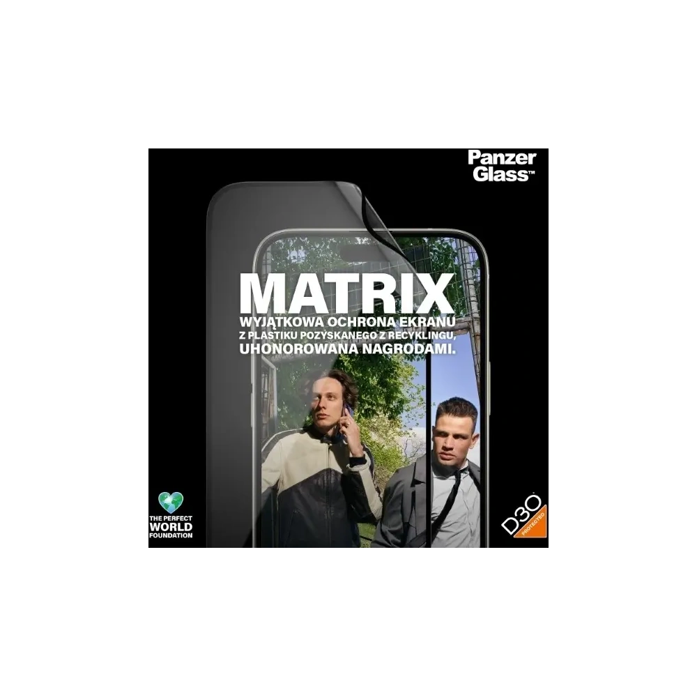 Szkło hybrydowe PanzerGlass Matrix D3O UWF do Apple iPhone 15 Plus Ultra-Wide-Fit rPET