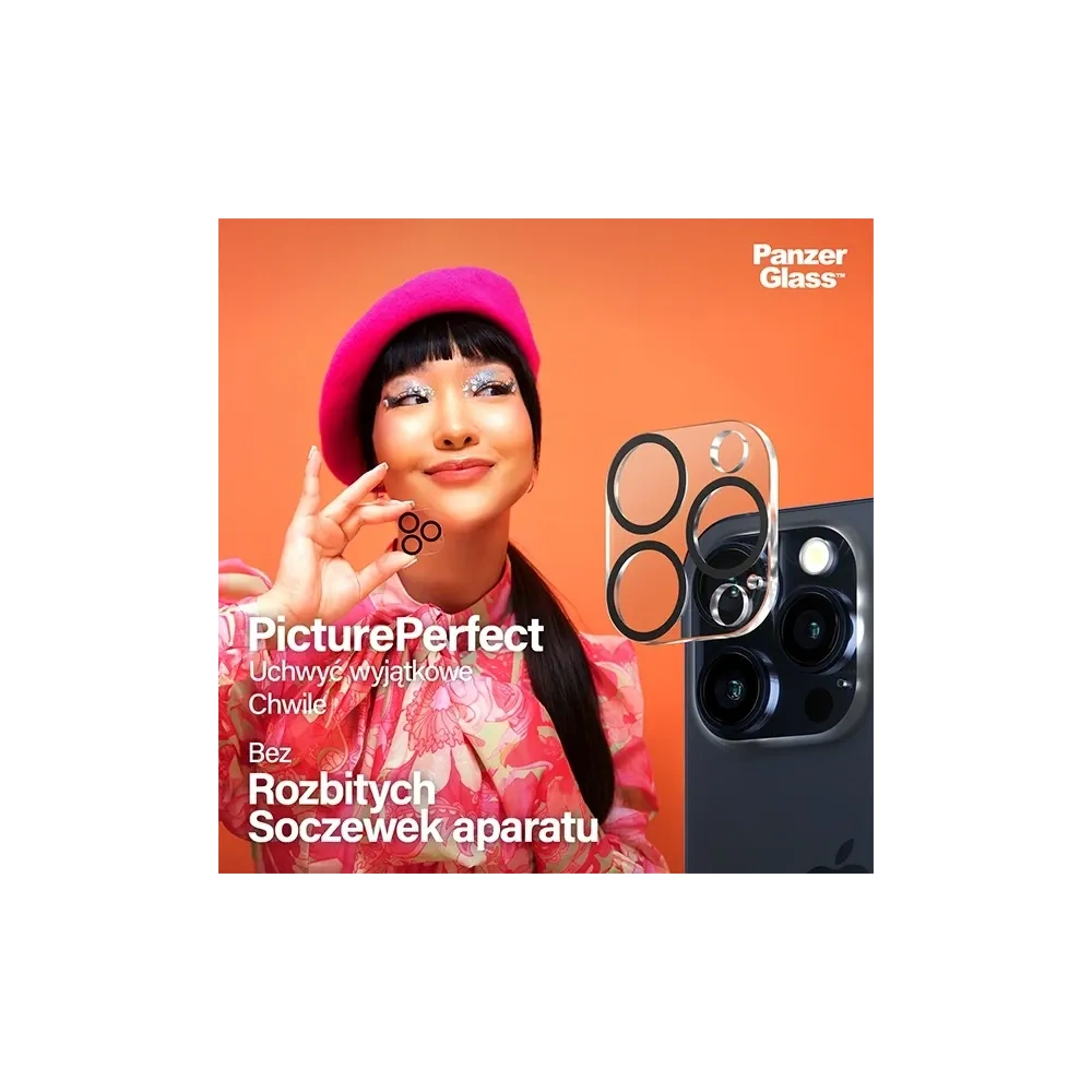 Szkło hartowane na obiektyw aparatu PanzerGlass Picture Perfect do Apple iPhone 15 Pro / 15 Pro Max czarny