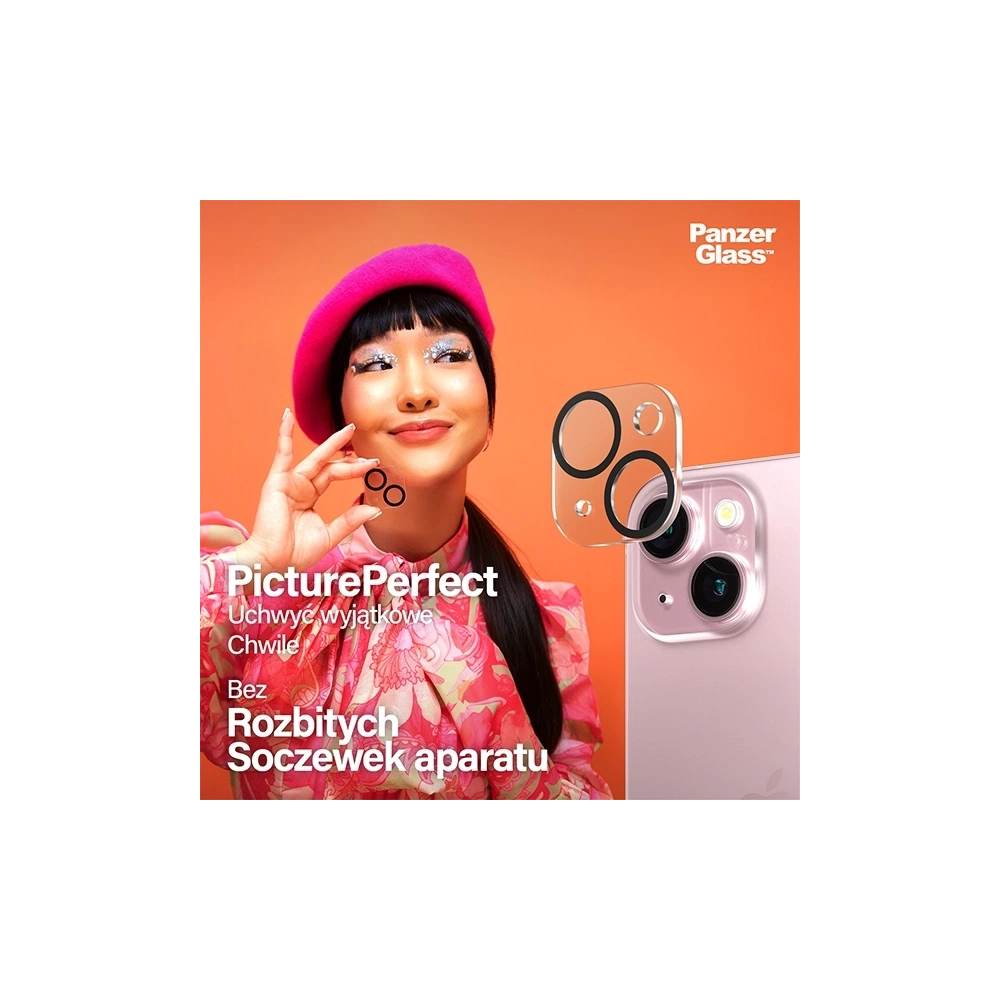 Szkło hartowane na obiektyw aparatu PanzerGlass Picture Perfect do Apple iPhone 15 / 15 Plus czarny