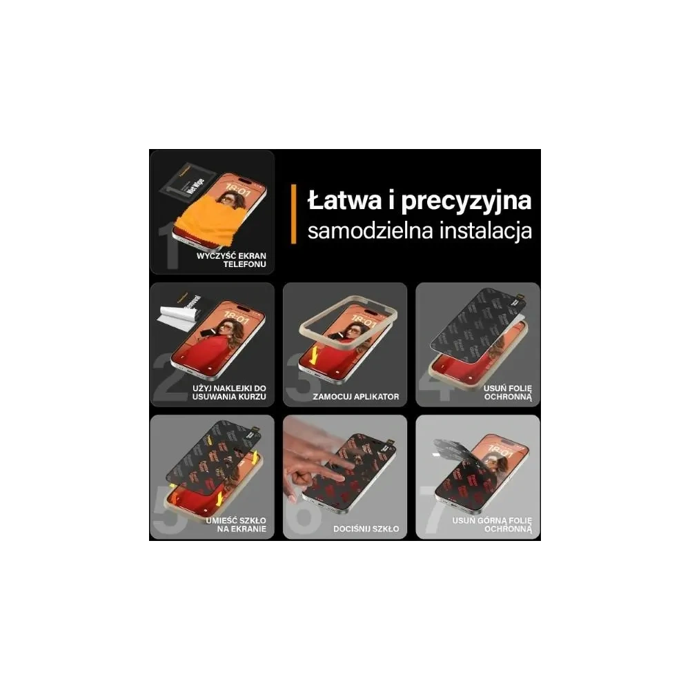 Szkło hartowane PanzerGlass Re:fresh Glass do Apple iPhone 15 Pro Ultra-Wide-Fit Screen Protection Easy Aligner