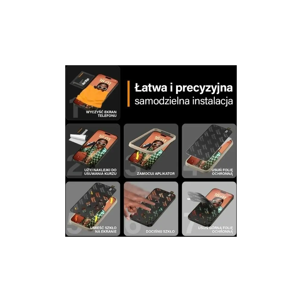 Szkło hartowane PanzerGlass Re:fresh Glass do Apple iPhone 15 Pro Max Ultra-Wide-Fit Screen Protection Easy Aligner