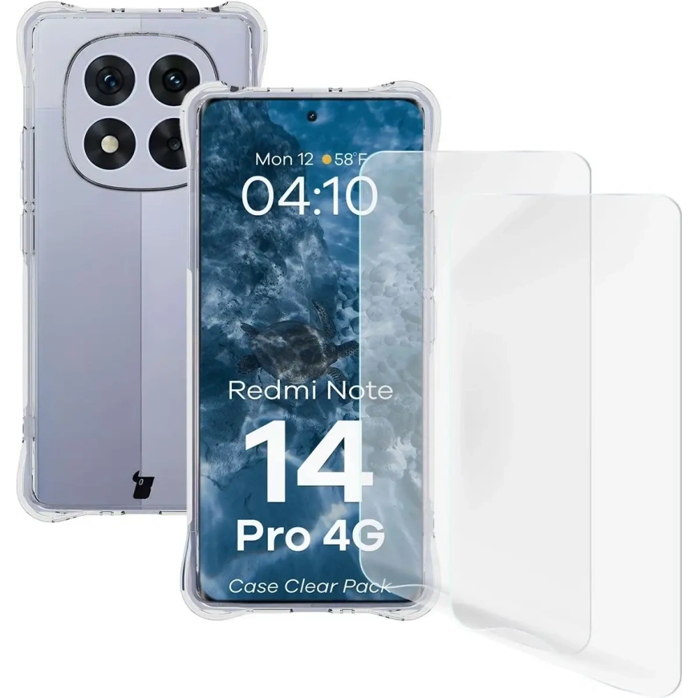 Etui + 2x folia na ekran Bizon Case Clear Pack do Xiaomi Redmi Note 14 Pro 4G