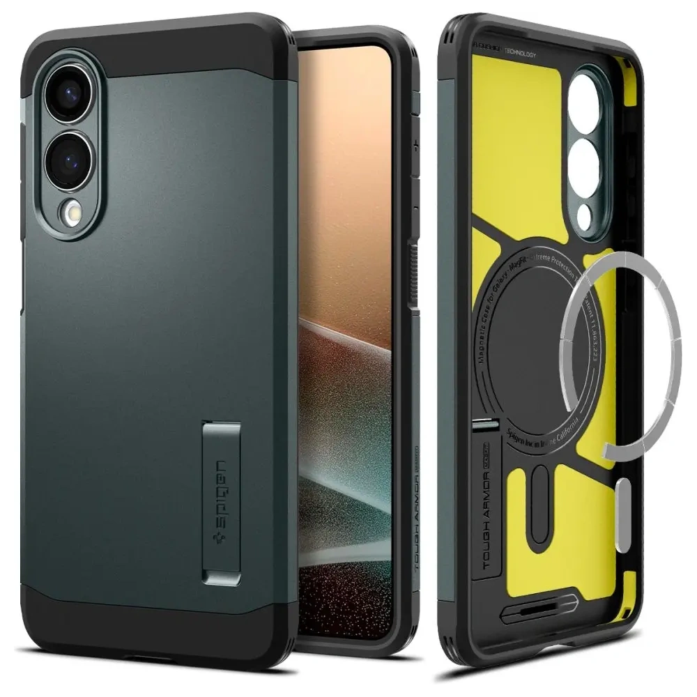 Etui Spigen Tough Armor MagSafe Samsung Galaxy S25 Edge Abyss Green