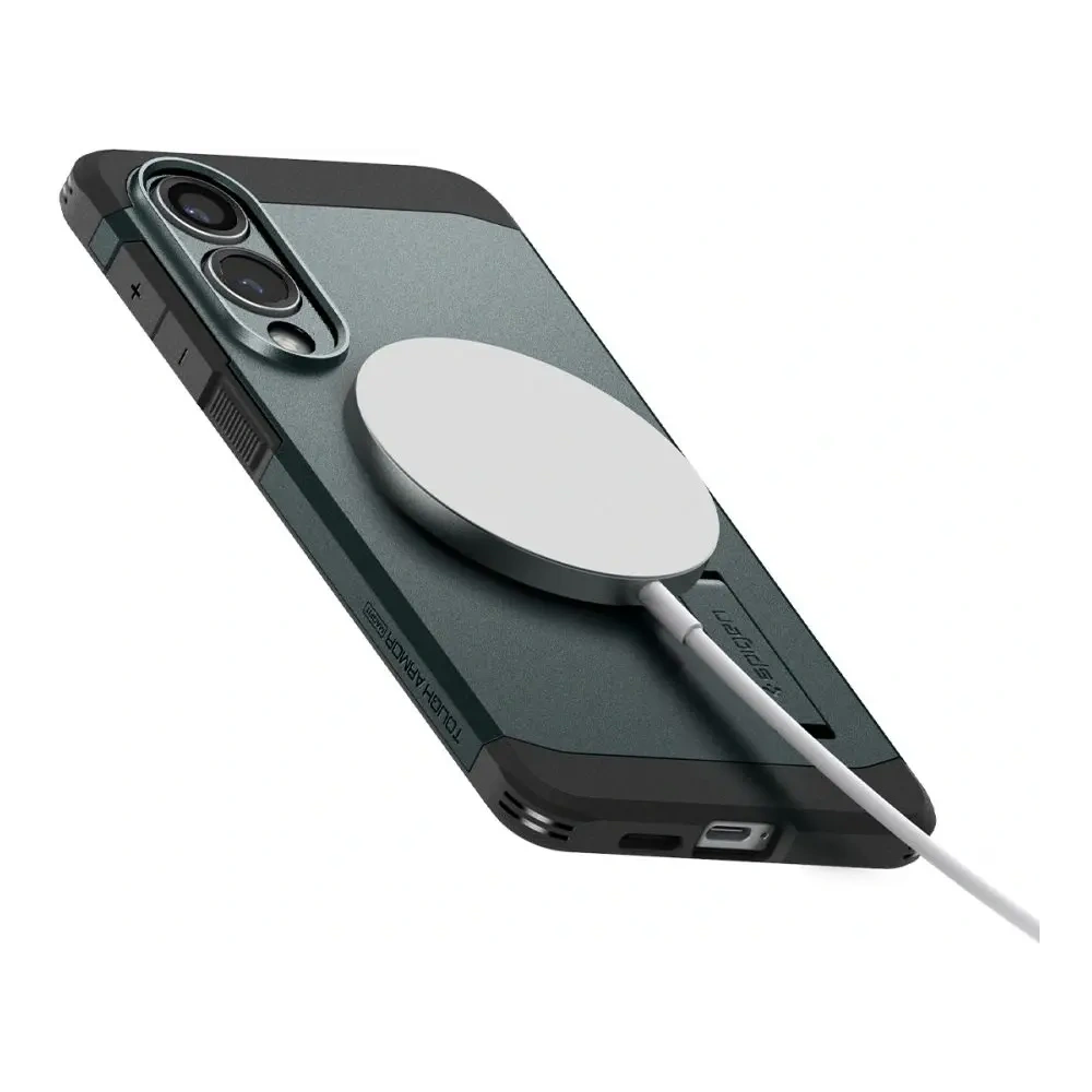 Etui Spigen Tough Armor MagSafe Samsung Galaxy S25 Edge Abyss Green