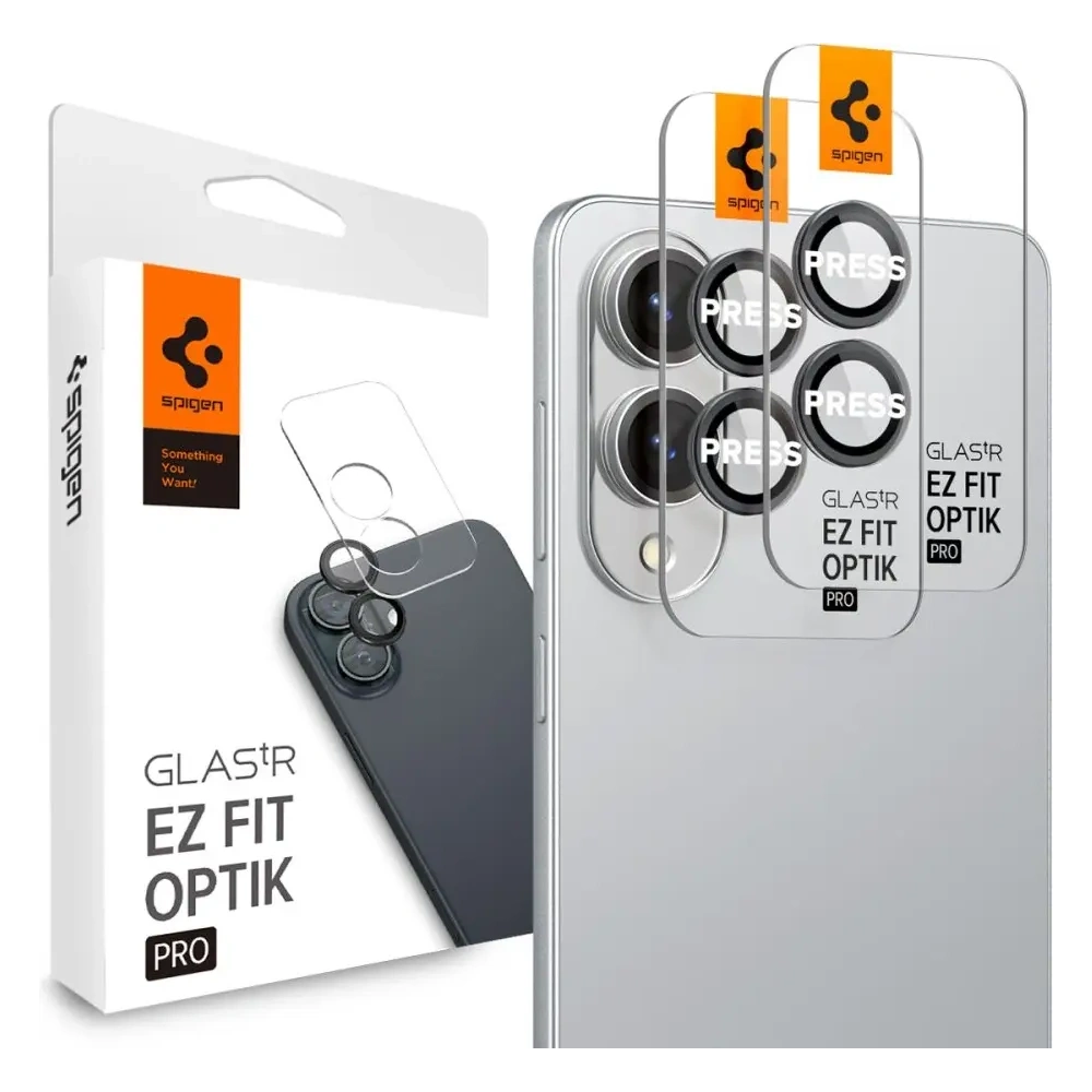 Szkło hartowane na aparat Spigen Optik Pro Glas.tr ez Fit Camera Protector Samsung Galaxy S25 Edge Black [2 PACK]