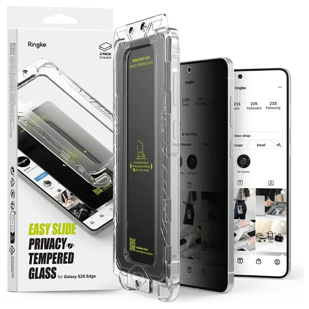 Szkło hartowane Ringke Easy Slide Samsung Galaxy S25 Edge Privacy [2 PACK]