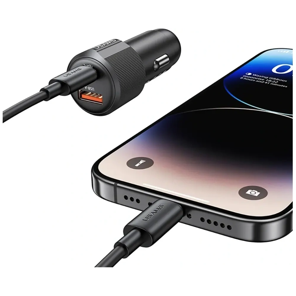 Ładowarka samochodowa USAMS YT Series CC283 60W 1xUSB-A 1xUSB-C czarny