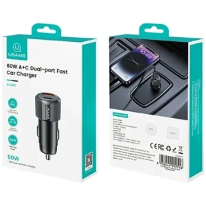 Kup Încărcător auto USAMS YT Series CC283 60W 1xUSB-A 1xUSB-C negru - USA1254 - {ean13} - Sklep Home Screen