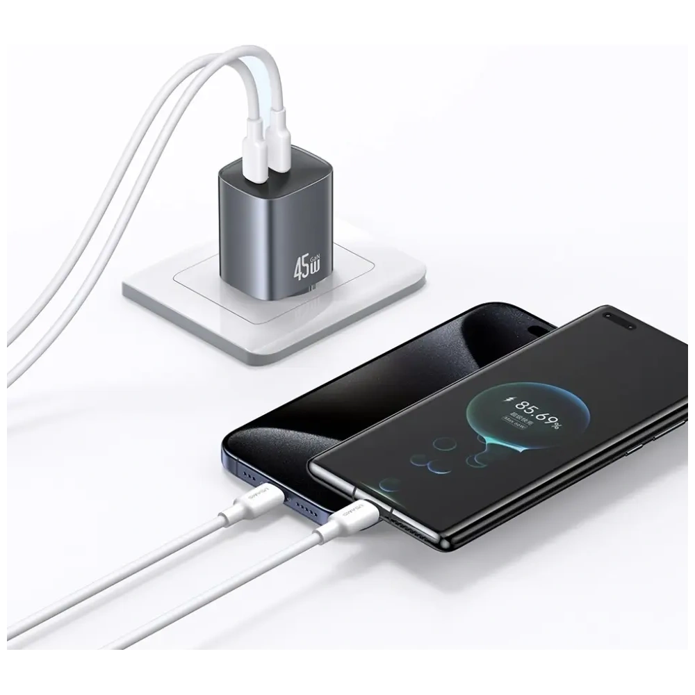 Ładowarka sieciowa USAMS CC305 T66 45W GaN 2xUSB-C tarnish