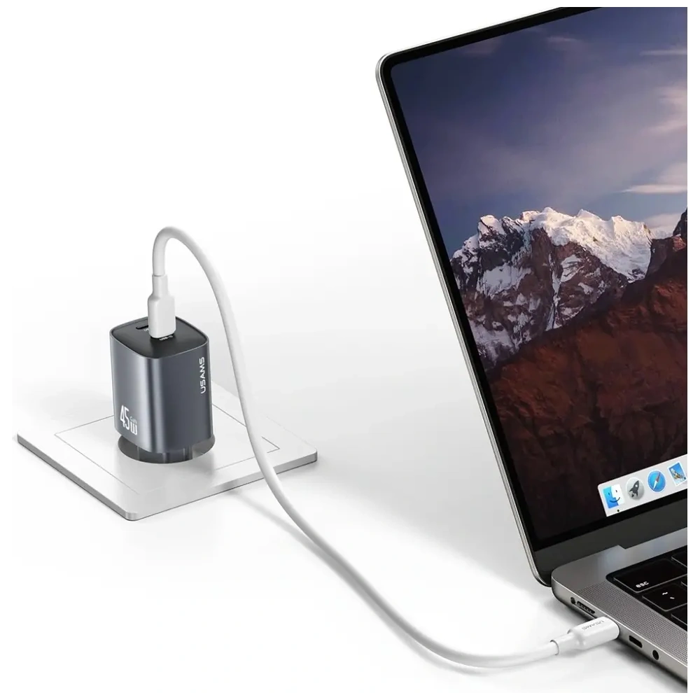 Ładowarka sieciowa USAMS CC305 T66 45W GaN 2xUSB-C tarnish