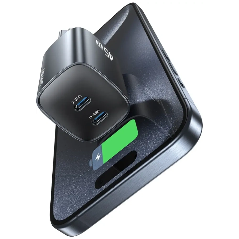 Ładowarka sieciowa USAMS CC305 T66 45W GaN 2xUSB-C tarnish