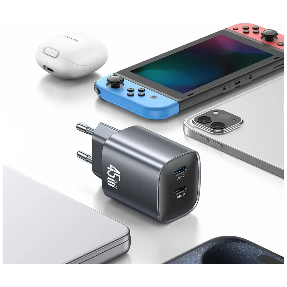 Ładowarka sieciowa USAMS CC305 T66 45W GaN 2xUSB-C tarnish