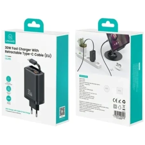 Kup Încărcător de perete USAMS Xiang Series CC296 30W USB-A, USB-C + cablu USB-C alb - USA1256 - {ean13} - Sklep Home Screen