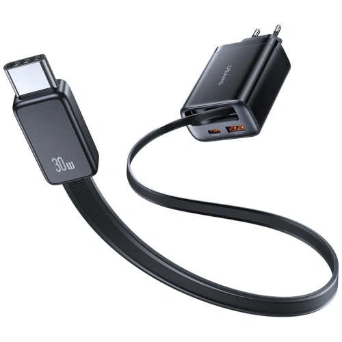 Kup Încărcător de perete USAMS Xiang Series CC296 30W USB-A, USB-C + cablu USB-C negru - USA1257 - {ean13} - Sklep Home Screen