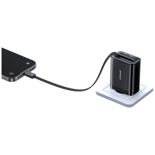 Kup Încărcător de perete USAMS Xiang Series CC296 30W USB-A, USB-C + cablu USB-C negru - USA1257 - {ean13} - Sklep Home Screen
