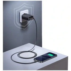 Kup Încărcător de perete USAMS Xiang Series CC296 30W USB-A, USB-C + cablu USB-C negru - USA1257 - {ean13} - Sklep Home Screen