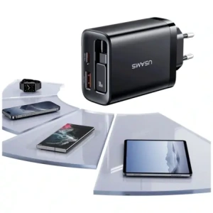 Kup Încărcător de perete USAMS Xiang Series CC296 30W USB-A, USB-C + cablu USB-C negru - USA1257 - {ean13} - Sklep Home Screen