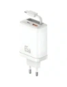 Încărcător de perete USAMS Xiang Series CC299 65W USB-A, USB-C + cablu USB-C alb