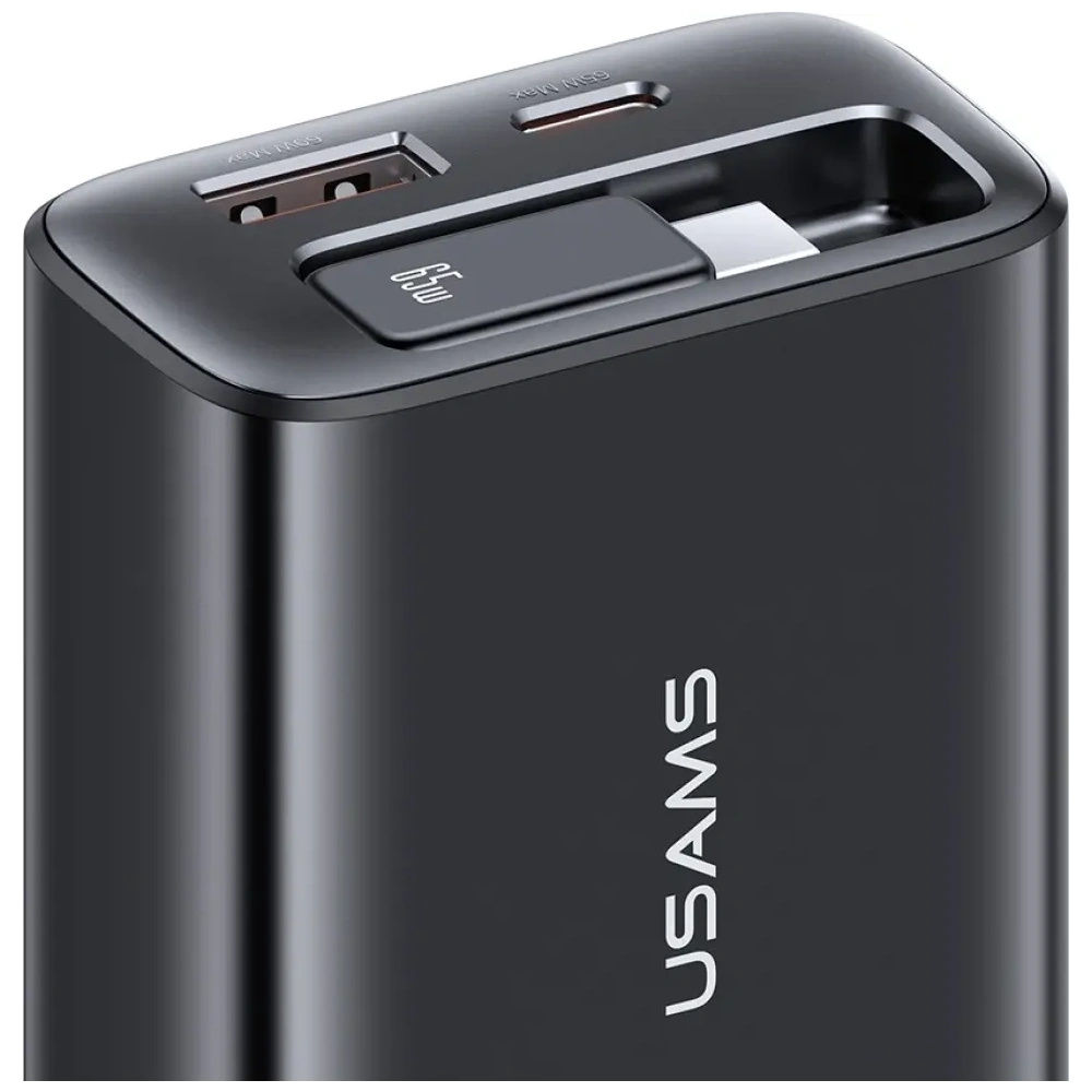 Ładowarka sieciowa USAMS Xiang Series CC299 65W USB-A, USB-C + kabel USB-C biały
