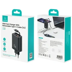 Kup Încărcător de perete USAMS Xiang Series CC299 65W USB-A, USB-C + cablu USB-C alb - USA1258 - {ean13} - Sklep Home Screen