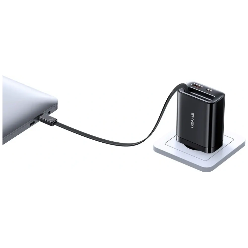 Ładowarka sieciowa USAMS Xiang Series CC299 65W USB-A, USB-C + kabel USB-C czarny
