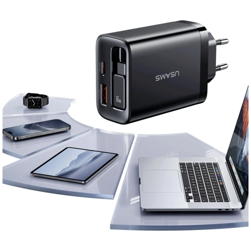 Kup Încărcător de perete USAMS Xiang Series CC299 65W USB-A, USB-C + cablu USB-C negru - USA1259 - {ean13} - Sklep Home Screen