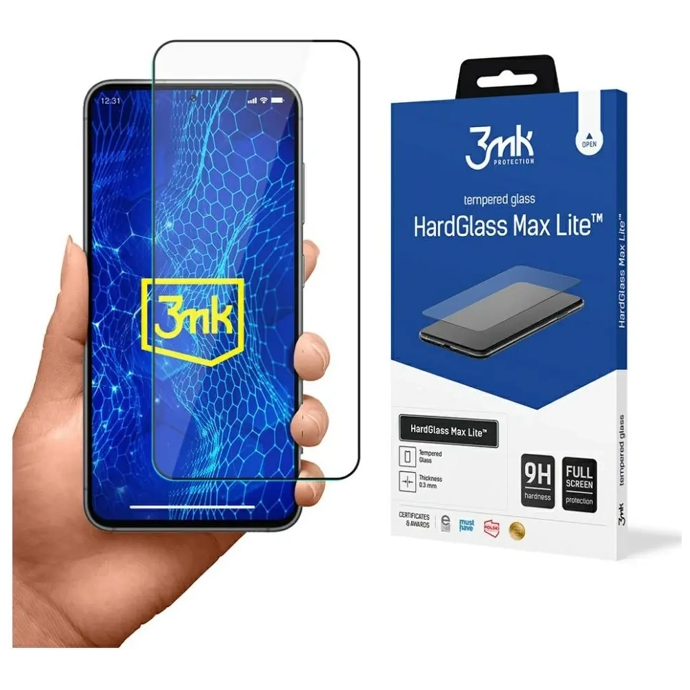 Szkło hartowane 3MK HardGlass Max Lite do Samsung Galaxy S24+ Plus czarny