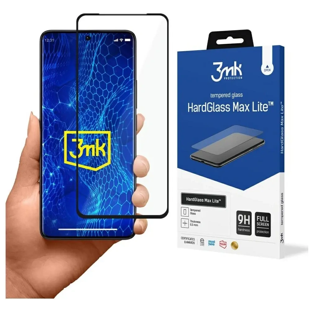 Szkło hartowane 3MK HardGlass Max Lite do Xiaomi Redmi Note 13 Pro+ Plus czarny