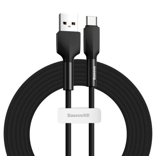 Kup USB-C kábel Baseus szilikon, 3A, 2m (fekete) - BSU1510BLK - {ean13} - Sklep Home Screen