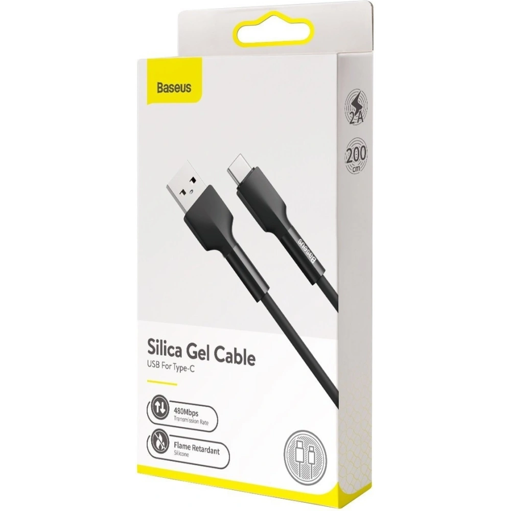 Kabel USB-C Baseus Silica Gel, 3A, 2m (czarny)