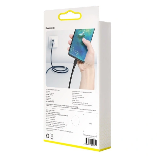 Kup USB-C kábel Baseus szilikon, 3A, 2m (fekete) - BSU1510BLK - {ean13} - Sklep Home Screen