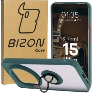 Buy Bizon Case Hybrid Ring Xiaomi 15 Ultra smoked with a dark green frame - BIZ9155 - {ean13} - Home Screen Store Europe