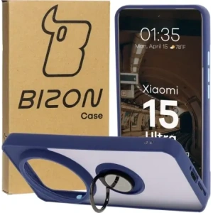 Buy Bizon Case Hybrid Ring Xiaomi 15 Ultra smoky with a navy blue frame - BIZ9156 - {ean13} - Home Screen Store Europe