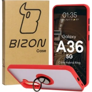 Buy Bizon Case Hybrid Ring Samsung Galaxy A36 5G smoky with a red frame - BIZ9163 - {ean13} - Home Screen Store Europe