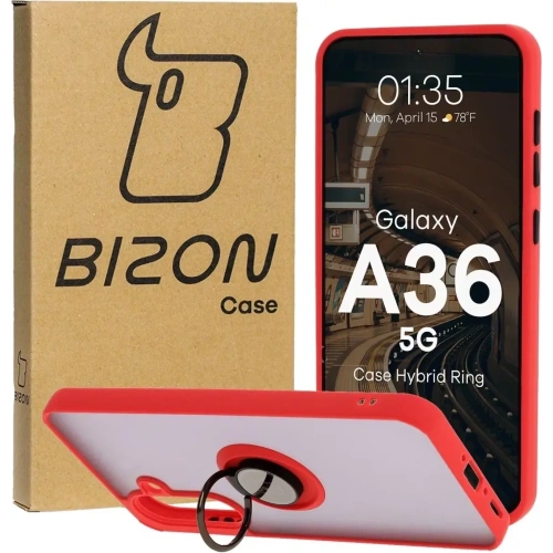 Buy Bizon Case Hybrid Ring Samsung Galaxy A36 5G smoky with a red frame - BIZ9163 - {ean13} - Home Screen Store Europe