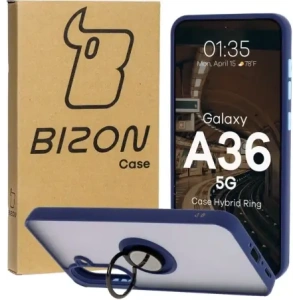 Kup Etui z uchwytem na palec Bizon Case Hybrid Ring do Samsung Galaxy A36 5G przydymione z granatową ramką - BIZ9164 - {ean13} - Sklep Home Screen