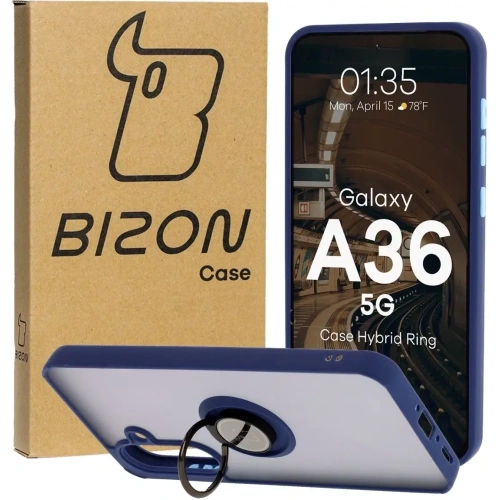 Kup Bizon Case Hybrid Ring Samsung Galaxy A36 5G kouřový s námořnickým modrým rámem - BIZ9164 - {ean13} - Sklep Home Screen
