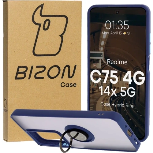 Kup Bizon Case Hybrid Ring Realme C75 4G / 14x 5G fumuriu cu un cadru albastru închis - BIZ9165 - {ean13} - Sklep Home Screen