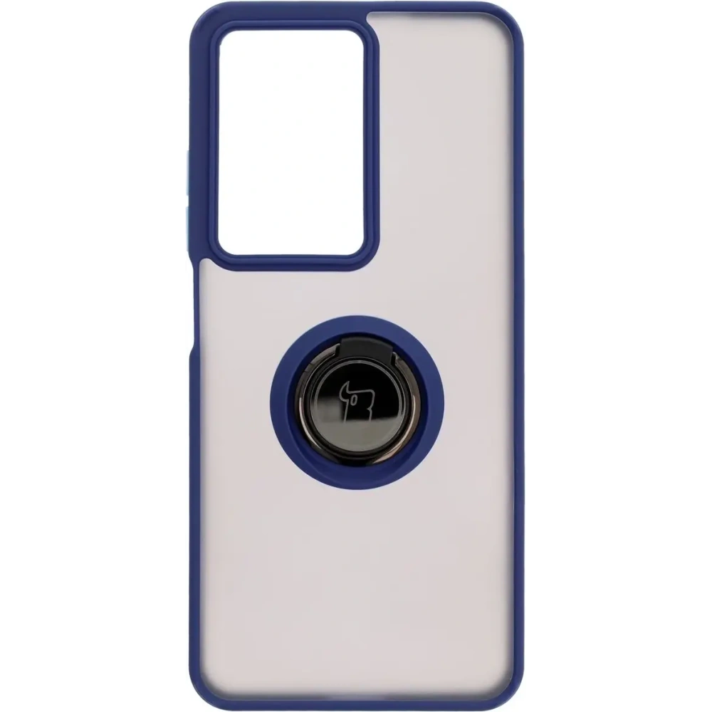 Etui z uchwytem na palec Bizon Case Hybrid Ring do Realme C75 4G / 14x 5G przydymione z granatową ramką