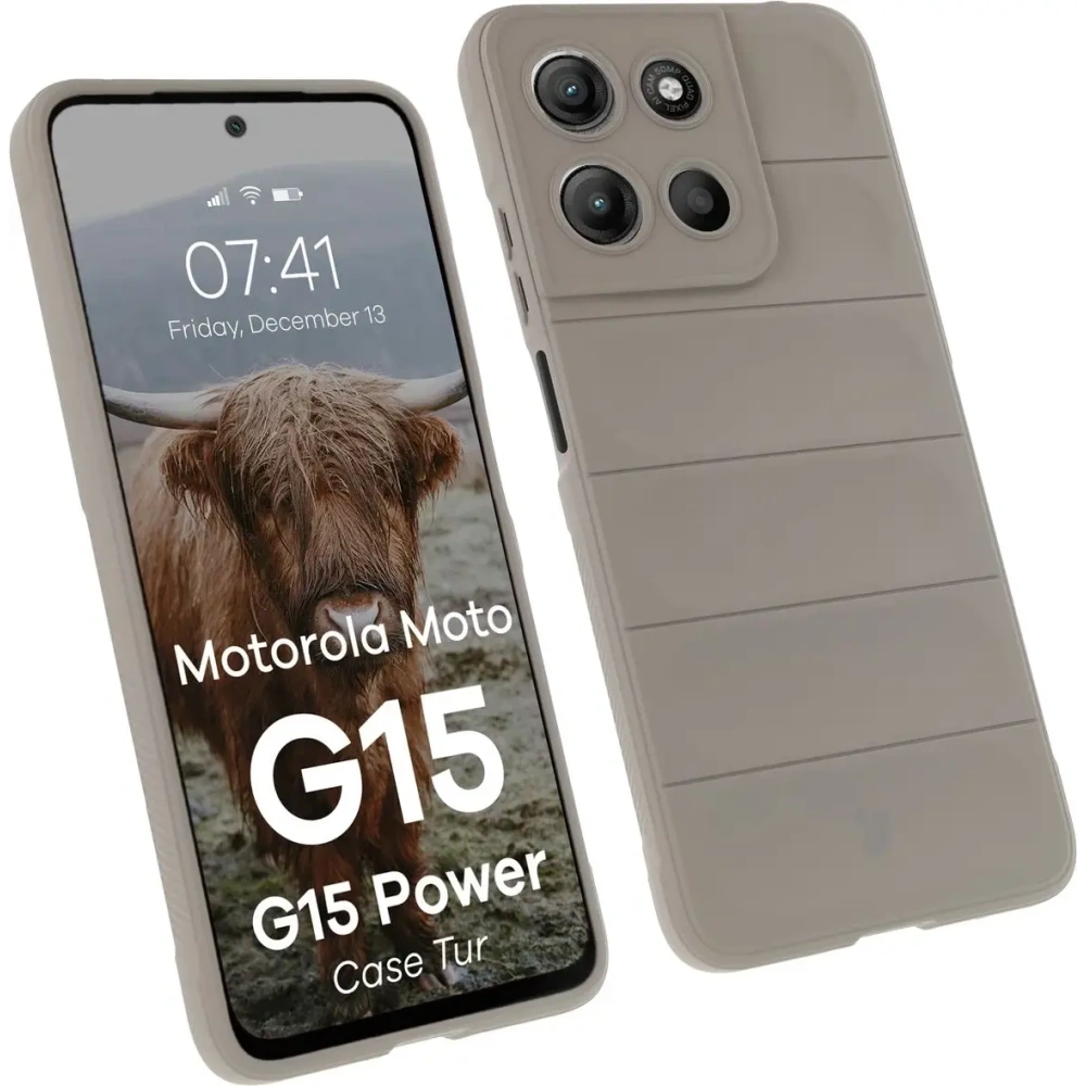 Pancerne etui Bizon Case Tur do Motorola Moto G15 / G15 Power jasnoszare