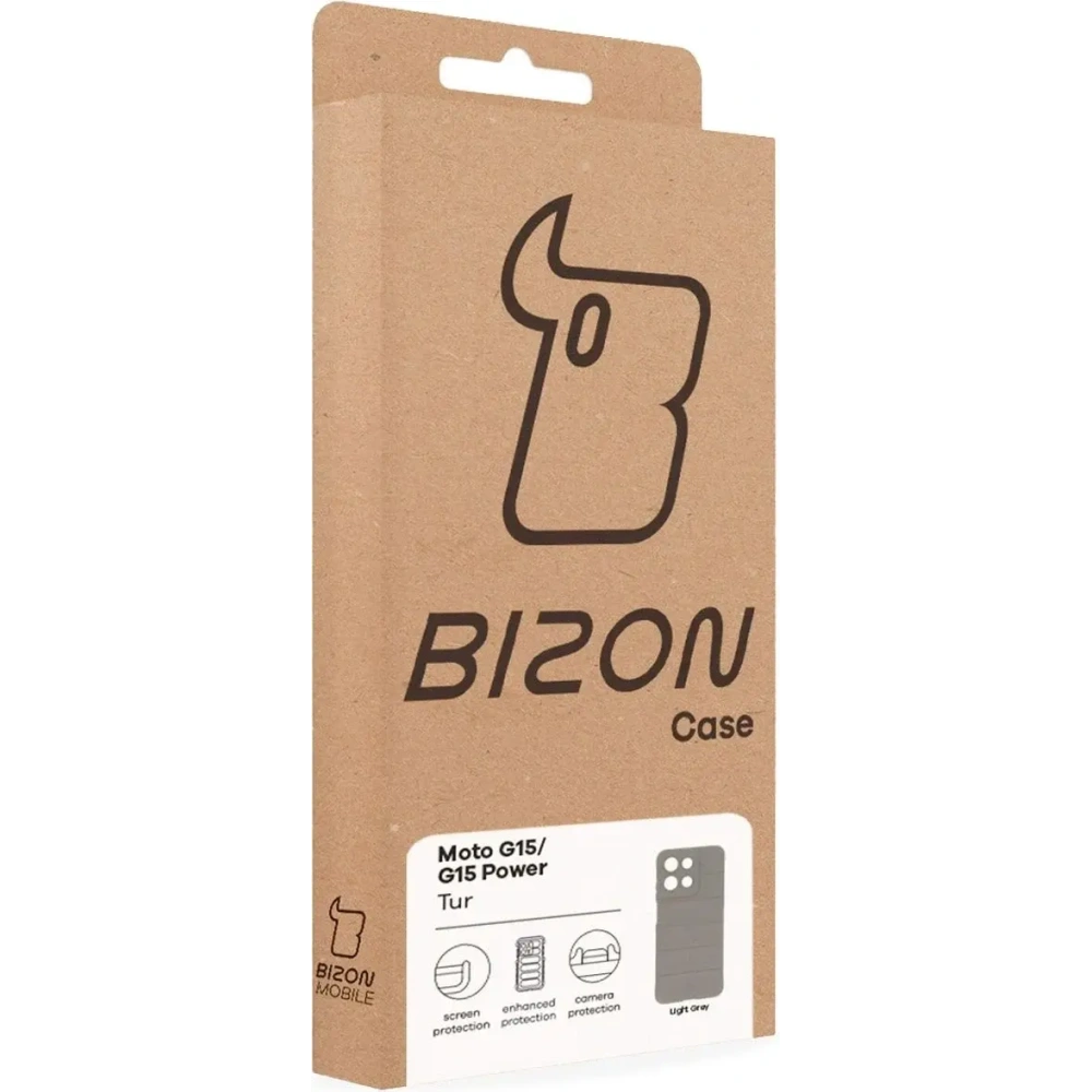 Pancerne etui Bizon Case Tur do Motorola Moto G15 / G15 Power jasnoszare