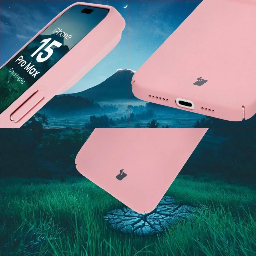 Etui Bizon Case Łupka do Apple iPhone 15 Pro Max różowe
