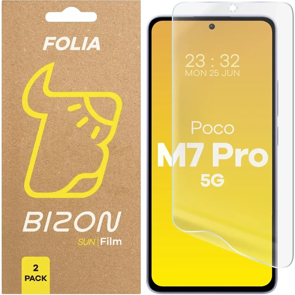 Folia matowa Bizon Glass Film Sun do Xiaomi Poco M7 Pro 5G [2 PACK]