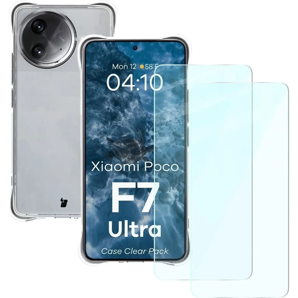 Etui + 2x szkło na ekran Bizon Case Clear Pack do Xiaomi Poco F7 Ultra