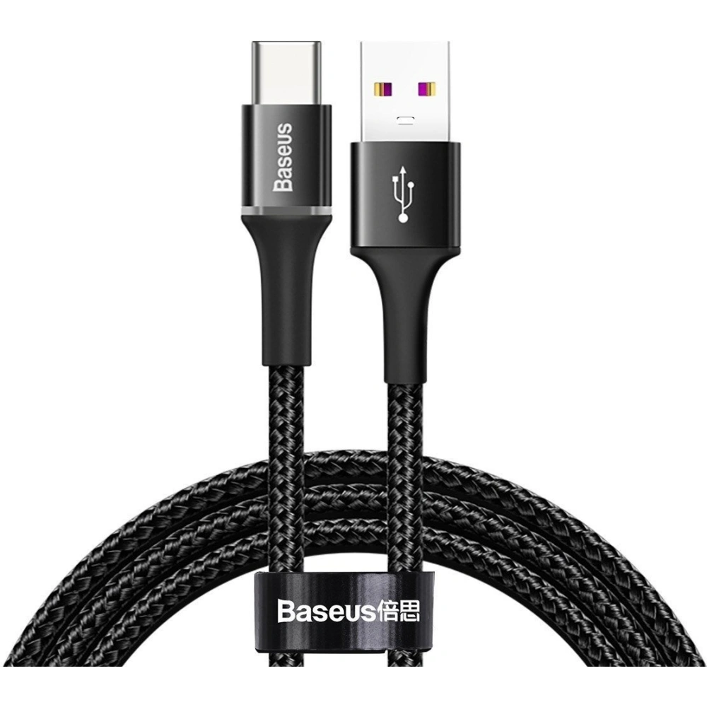 Kabel USB-C z podświetleniem LED Baseus Halo do Huawei SuperCharge, 5A, 1m, 40W (czarny)