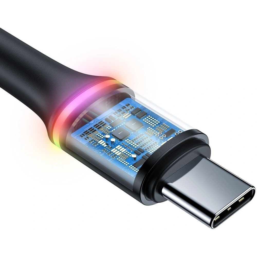 Kabel USB-C z podświetleniem LED Baseus Halo do Huawei SuperCharge, 5A, 1m, 40W (czarny)