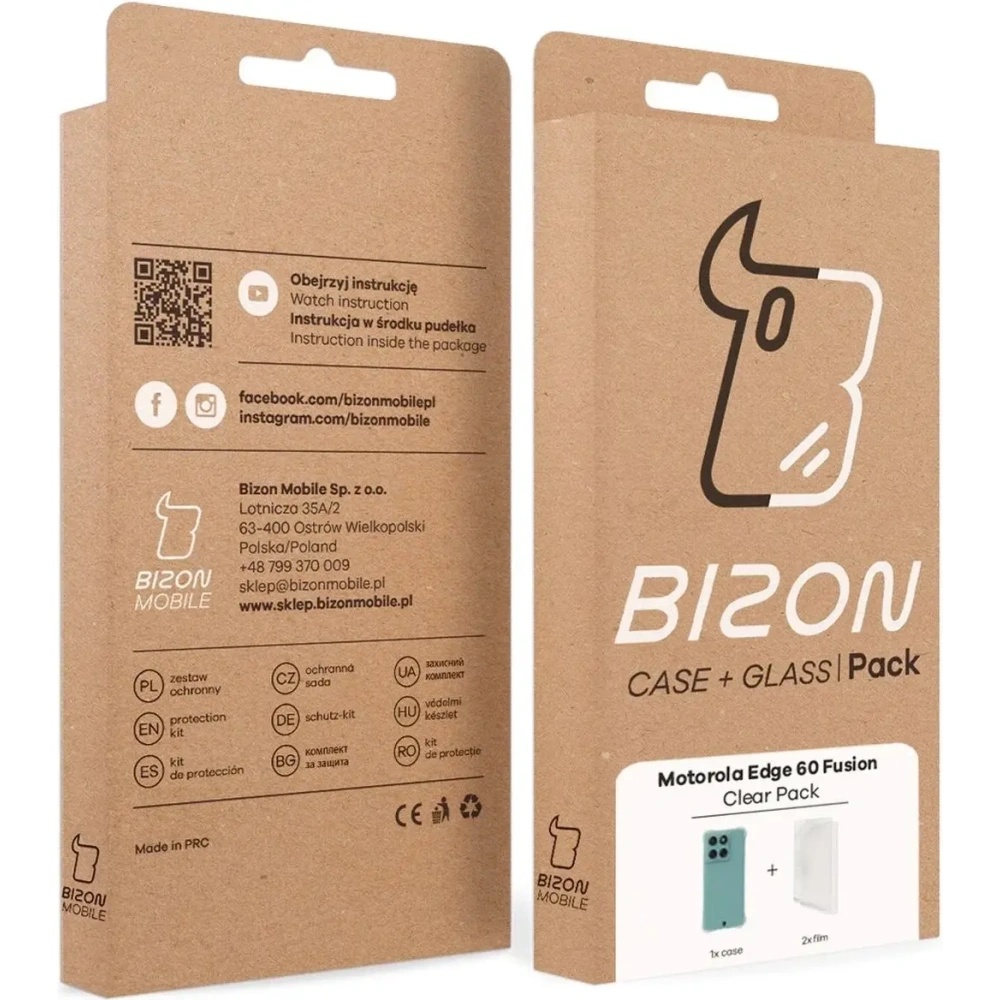 Etui + 2x folia na ekran Bizon Case Clear Pack do Motorola Edge 60 Fusion / Edge 60