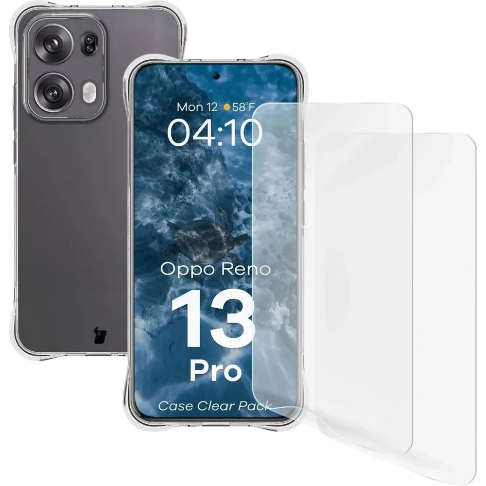 Etui + 2x folia na ekran Bizon Case Clear Pack do Oppo Reno13 Pro