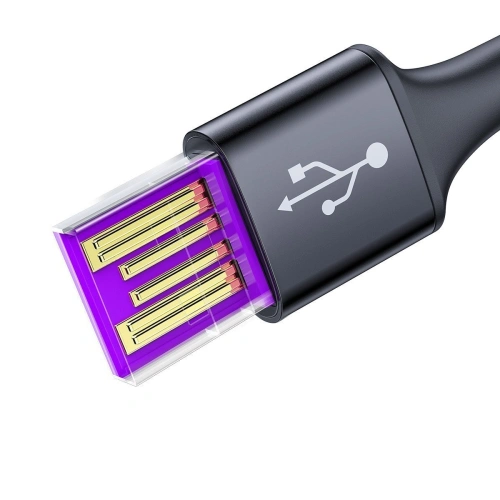 Kup USB-C kábel LED háttérvilágítással Baseus Halo Huawei SuperCharge-hoz, 5A, 1m, 40W (fekete) - BSU1514BLK - {ean13} - Sklep Home Screen